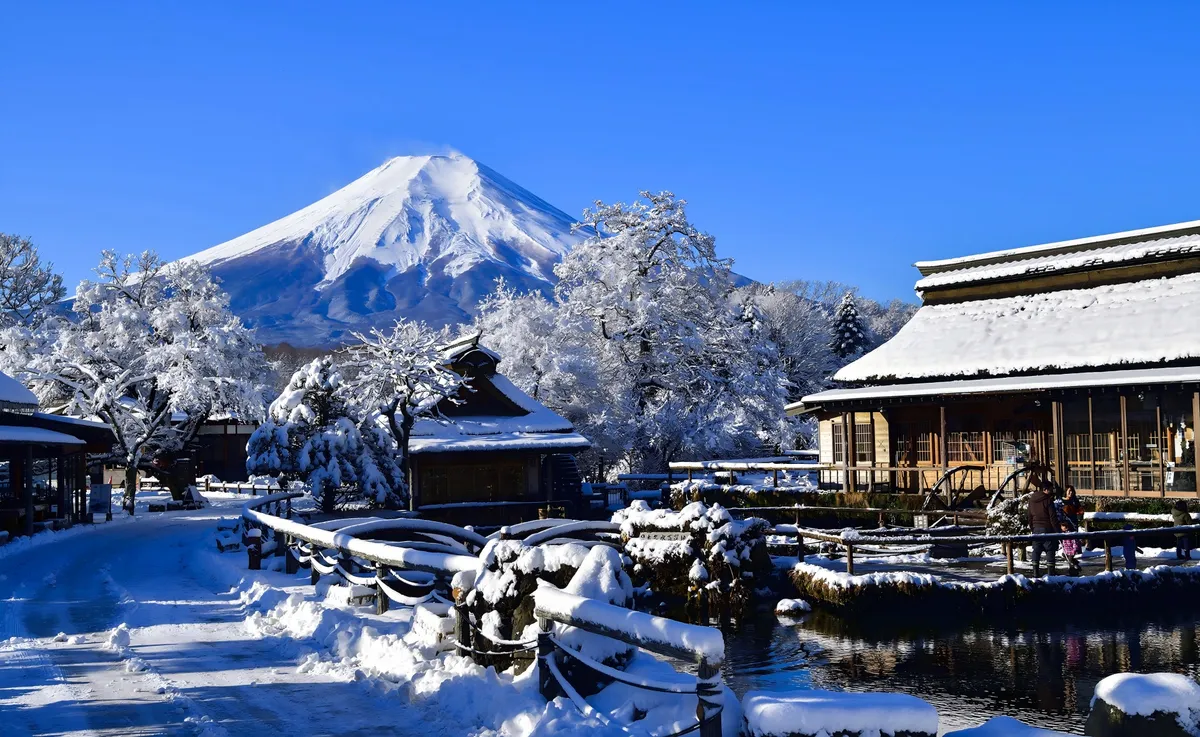 世界遺産、忍野八海の冬景色～