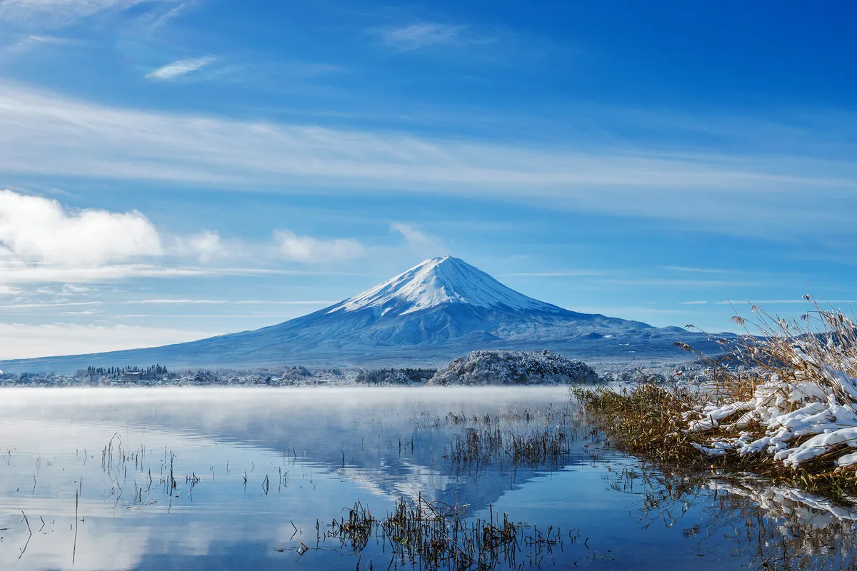 富士山と河口湖の冬景色～