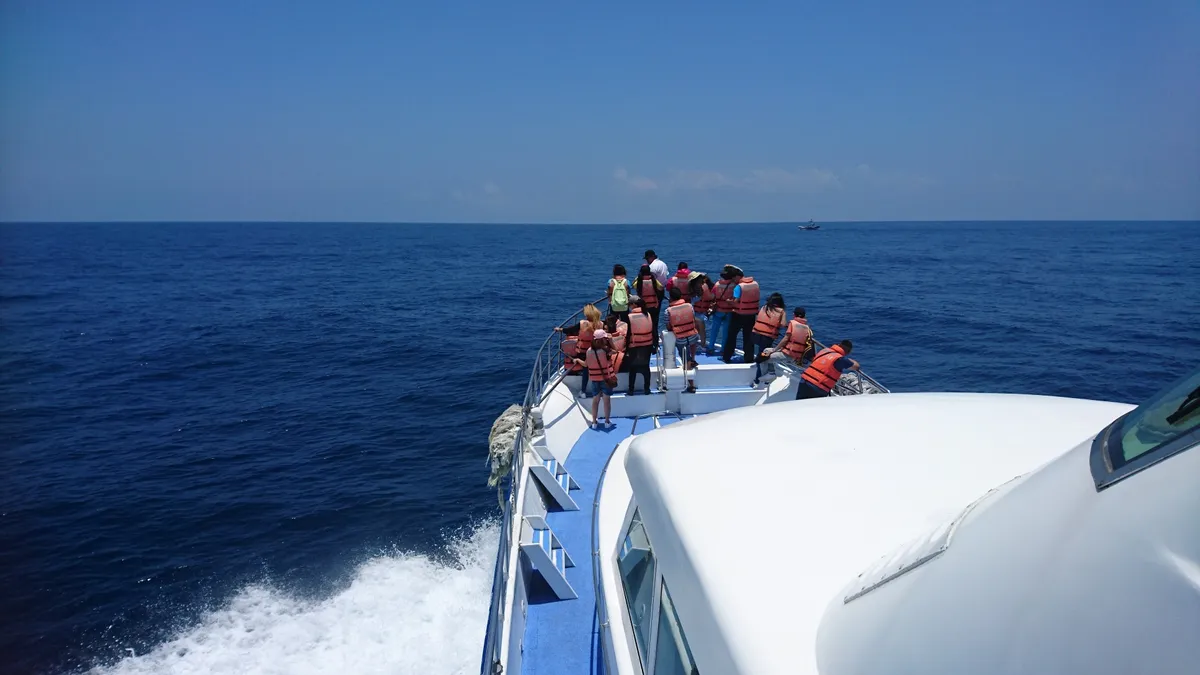 Reúnete en la proa y disfruta de la magnífica vista de la Isla Tortuga