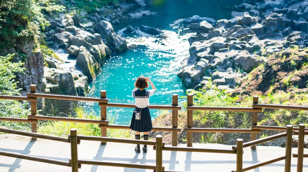 Besucher können den 1 Kilometer langen Pfad entlangwandern oder mit einem kleinen Boot paddeln, um die Wasserfälle und Klippen vom Wasser aus zu betrachten – die direkteste Art, den Canyon zu erleben.