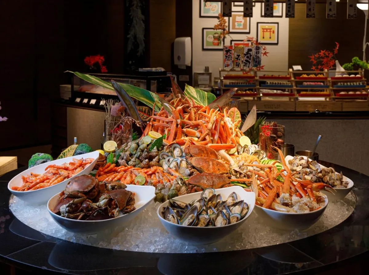 Festoyez comme des rois : le buffet du Marina Kitchen au Hong Kong Ocean Park Marriott est un rêve tropical !