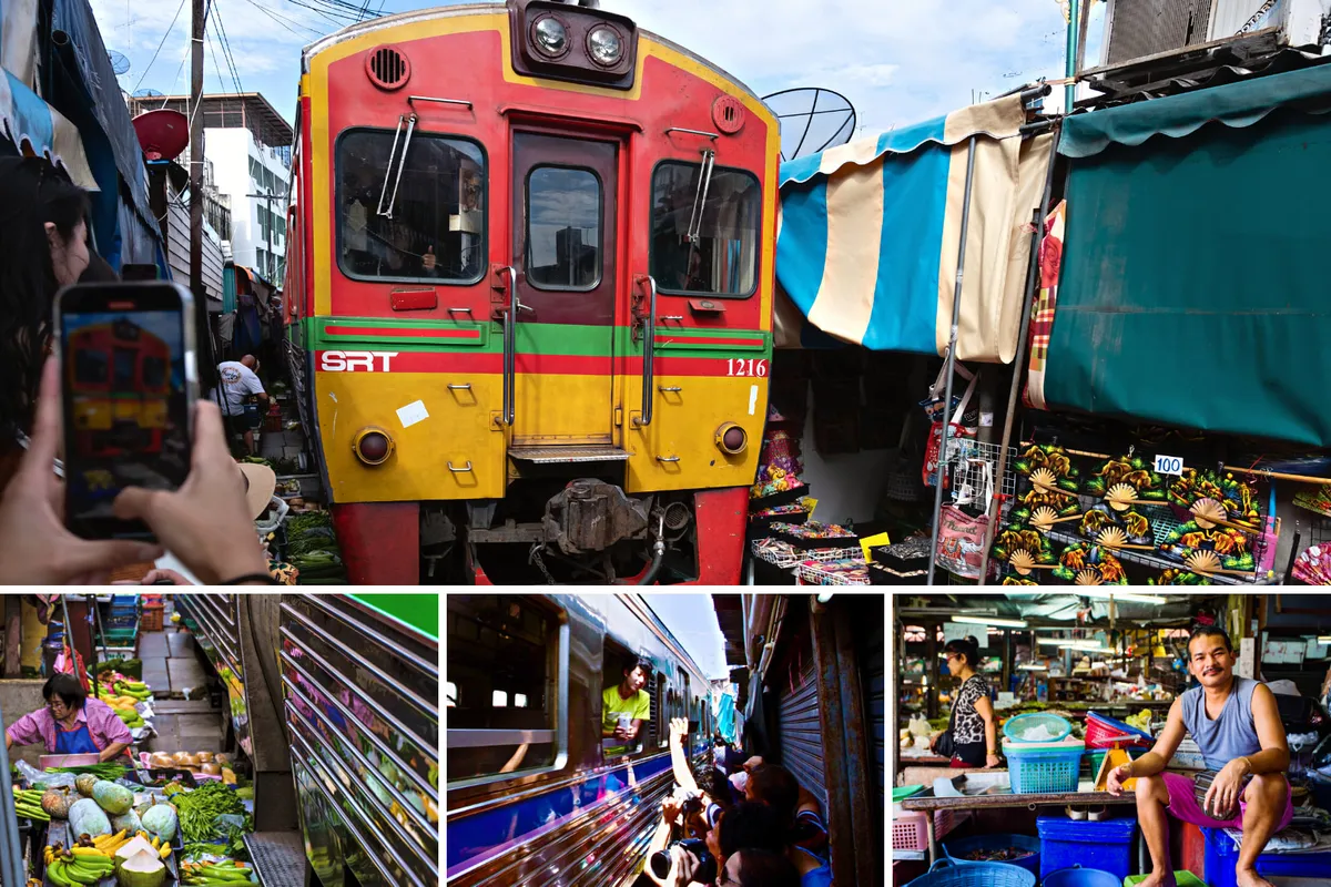You will see the train passing through the traditional market.