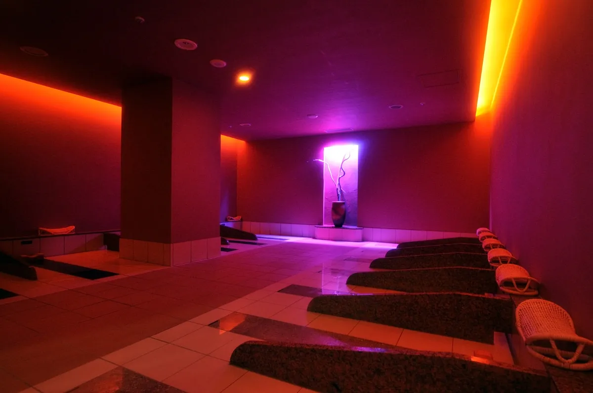 Relax and detoxify inside the stone sauna room
