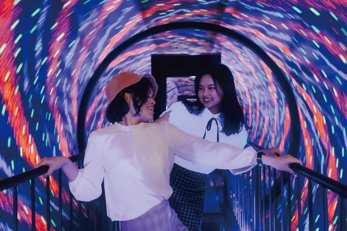 The museum features various visual experiences, allowing both adults and children to have fun and take photos.