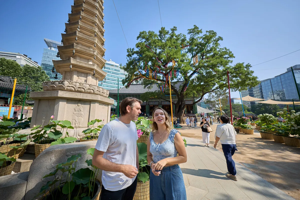Đền Jogyesa – Khám phá Trái tim của Phật giáo Hàn Quốc
Tour cung điện Gyeongbok của chúng tôi bắt đầu với chuyến thăm Đền Jogyesa. Là ngôi đền chính của Tông phái Tào Khê, di tích này đã đứng vững trước thử thách của thời gian.