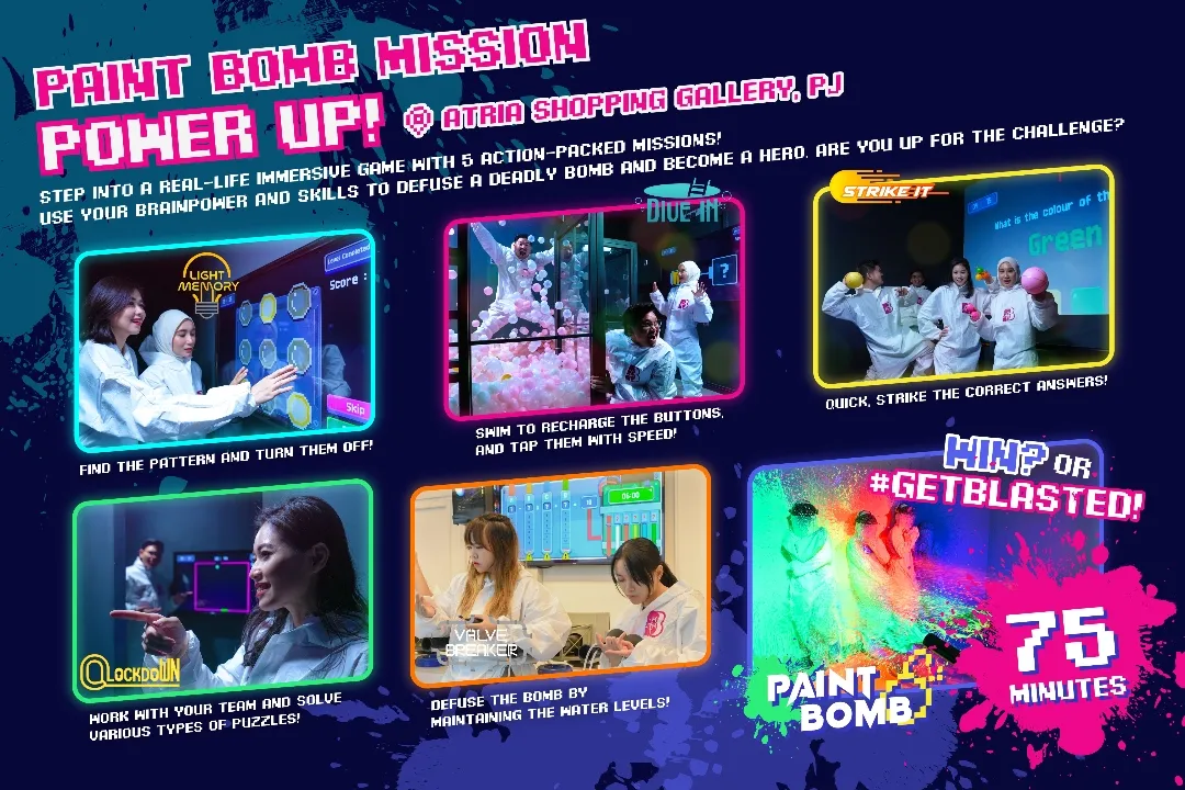 Paint Bomb: Power Up! na Atria Shopping Gallery Petaling Jaya