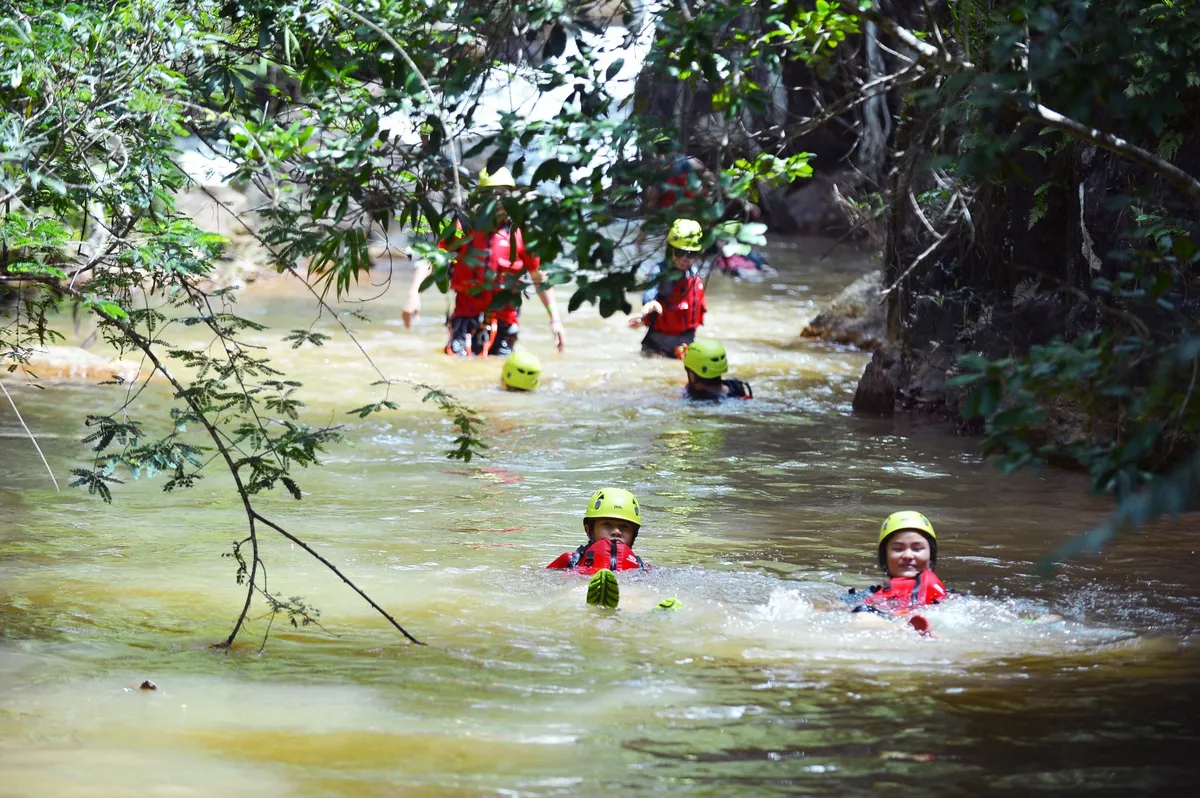 Enjoy the surrounding scenery as you float along the waters