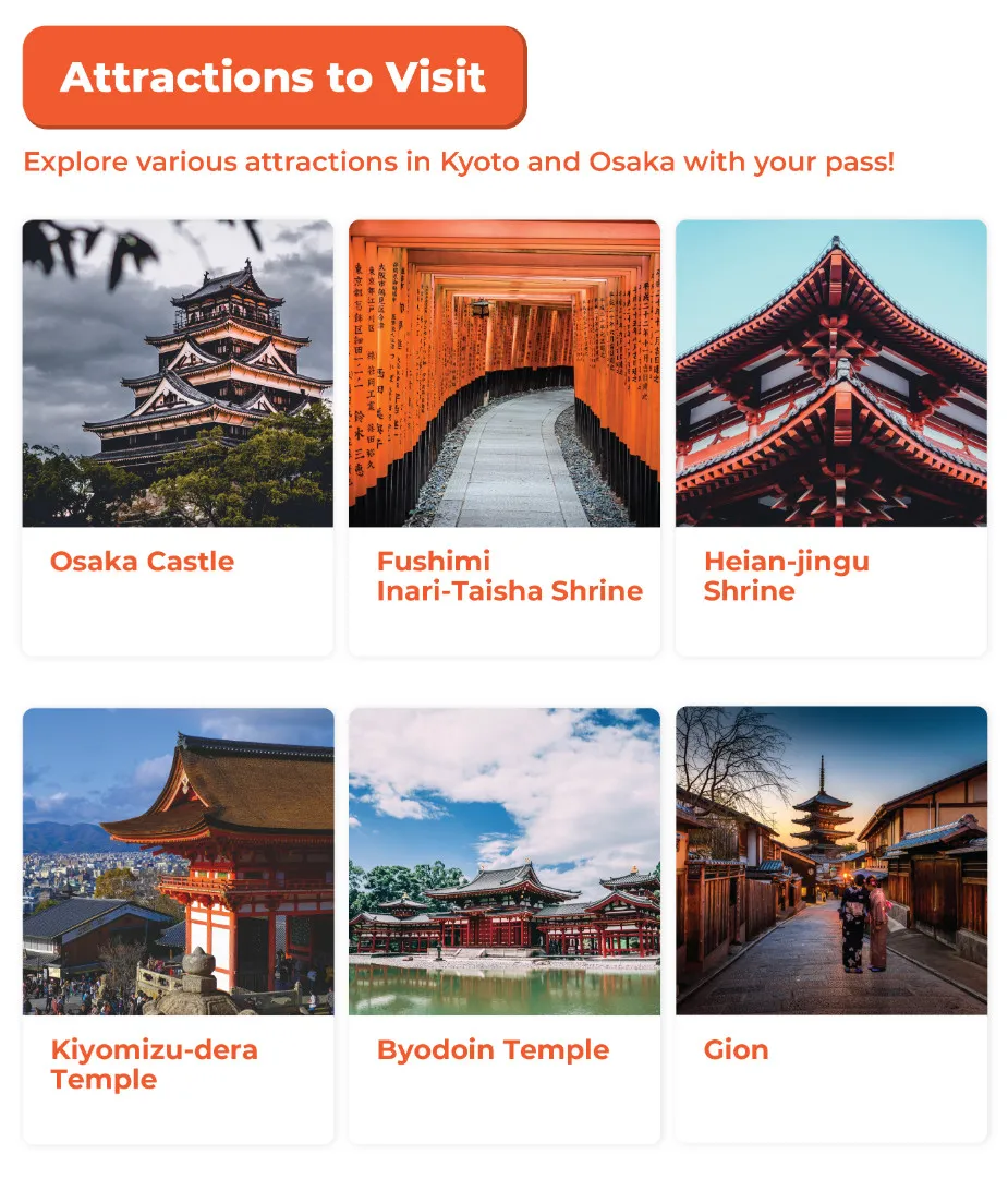 Débloquez les meilleures attractions avec le pass touristique Kyoto & Osaka